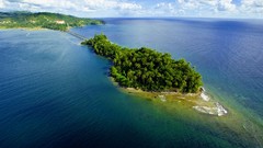 Landscapes Sea nature Trees yellow water blue clouds ocean 