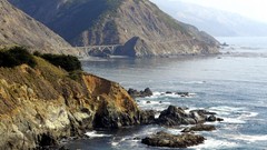 Landscapes Sea stones nature Mountains foam coast distance rocks