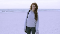 Landscapes Sea woman Beaches green eyes brunettes teen Kylie 