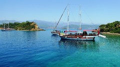 Landscapes ships Turkey cities cityscapes Fethiye Mugla