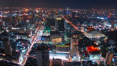 Landscapes Skyscrapers neon Thailand City Lights Bangkok colors 
