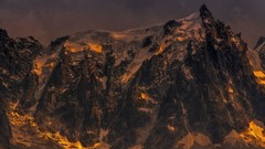 Landscapes snow Mountains Alps golden dawning