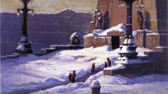 Landscapes snow paintings artwork Theodore Clement Steele