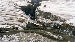 Landscapes snow trucks iceland construction site