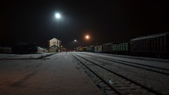 Landscapes snow winter night architecture cityscapes train 