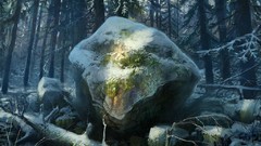 Landscapes stones nature Trees snow winter forests artwork 