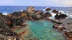 Landscapes stones nature water blue Green Islands circles rocks 