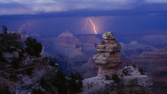 Landscapes storm Grand Canyon skyscapes lightning bolts