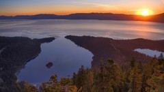 Landscapes sunrise bay California emerald Lake Tahoe