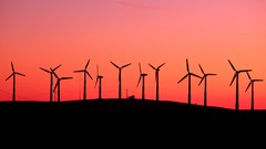 Landscapes sunrise California silhouettes wind turbines