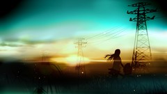 Landscapes sunrise grass sky Bicycles scenic electricity pole