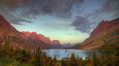 Landscapes sunrise Montana national park wildlife glacier 