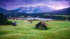 Landscapes sunrise nature grass Mountains Green germany bavaria 