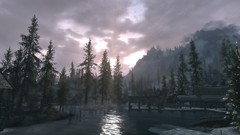 Landscapes sunrise Trees the elder scrolls v skyrim sun rays 