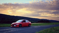 Landscapes sunset cars Evolution roads Mitsubishi Evo