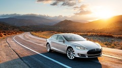 Landscapes sunset cars roads tesla model s