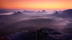 Landscapes sunset Mountains germany mist forests HDR 