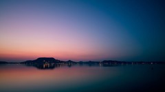 Landscapes sunset Mountains hungary Lake Balaton