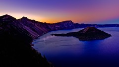 Landscapes sunset Mountains Islands Oregon lakes USA HDR 