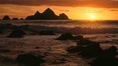 Landscapes sunset nature Beaches cove