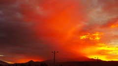 Landscapes sunset nature Mountains clouds red sky electricity 