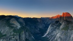 Landscapes sunset nature Mountains forests valleys glacier point