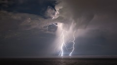 Landscapes sunset nature Mountains ocean light Lightning cloud 