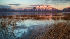 Landscapes sunset nature Mountains Utah lakes snowy peaks
