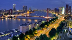 Landscapes sunset nature night Bridges sunlight skies Rotterdam