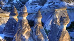 Landscapes sunset nature rock blue Mountains white Fairies 