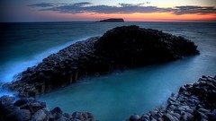 Landscapes sunset nature water black clouds ocean red coast 