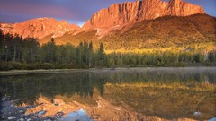 Landscapes sunset nature water Canada alberta lakes reflections 