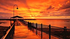 Landscapes sunset Sea nature yellow clouds red Australia after 