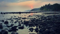 Landscapes sunset Sea Trees sun Mountains rocks Beaches el 