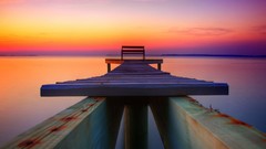 Landscapes sunset Sea water piers Docks low-angle shot