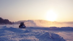 Landscapes sunset snow Finland tractors