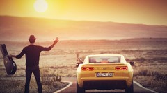 Landscapes sunset sun Men cars chevrolet camaro Camaro ss