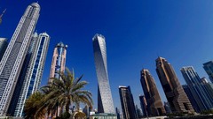 Landscapes tower Skyscrapers dubai palm trees architecture 