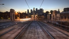 Landscapes tram roads architecture USA cityscapes
