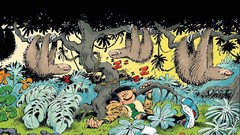 Landscapes Trees Animals jungle sloth bushes artwork 