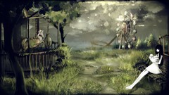 Landscapes Trees Anime baby ruins carousel anime girls black 