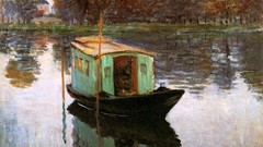 Landscapes Trees Boats French paintings impressionism lakes 