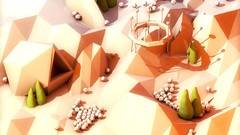 Landscapes Trees Mountains houses 3d artwork digital art 3d art 