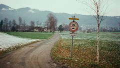 Landscapes Trees Mountains roads road sign