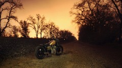 Landscapes vehicles bobber motorbikes rear angle view