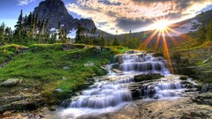 Landscapes water glacier Montana logan waterfalls national park