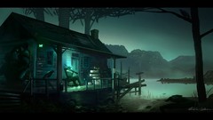 Landscapes water home paintings Redneck mist airbrushed