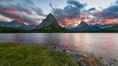 Landscapes water Mountains clouds Montana USA national park 