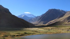 Landscapes water Mountains Month lakes skies