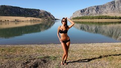 Landscapes woman lakes legs brunettes bikini Ela Savanas